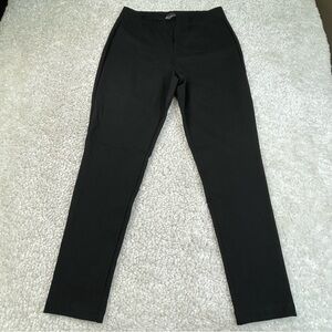 St. John Caviar Pull On Pants Black Elastic Waist Ankle Crop Small
